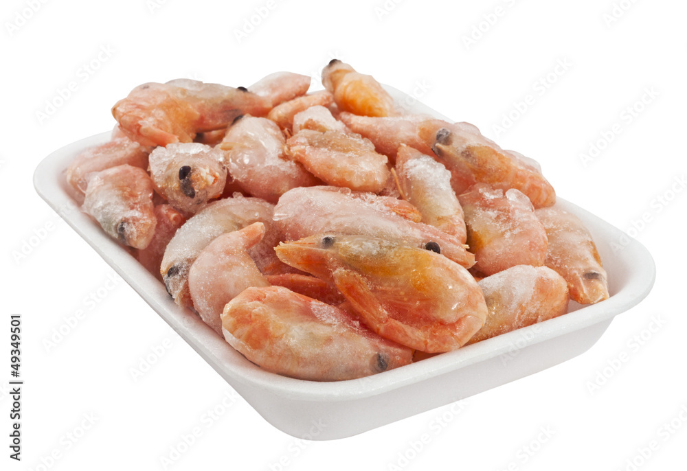Fresh shrimp in a plastic container Fresh shrimp in a plastic container