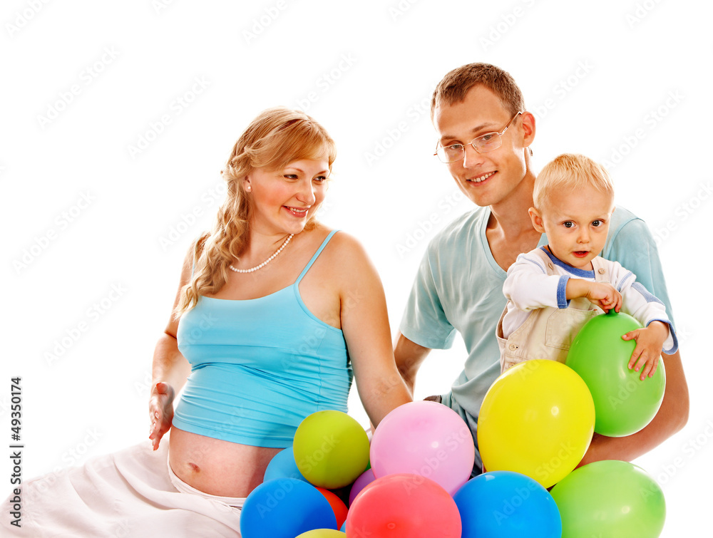 Family with pregnant woman and child. Family with pregnant woman and child.