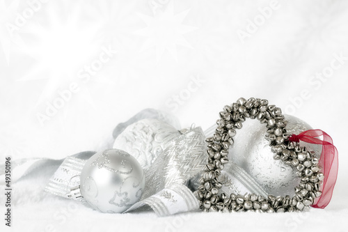 Heart Shaped Christmas Bells over white