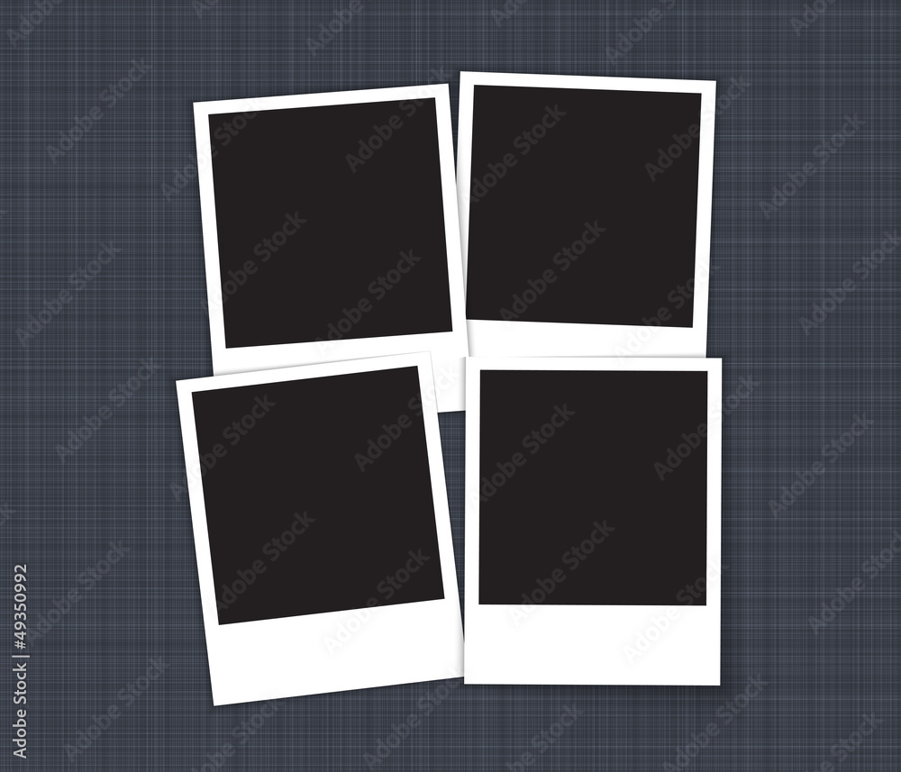 Blank photo frames on linen background