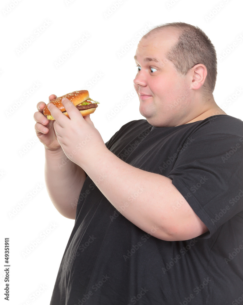 Fat Man Looks Lustfully at a Burger Fat Man Looks Lustfully at a Burger