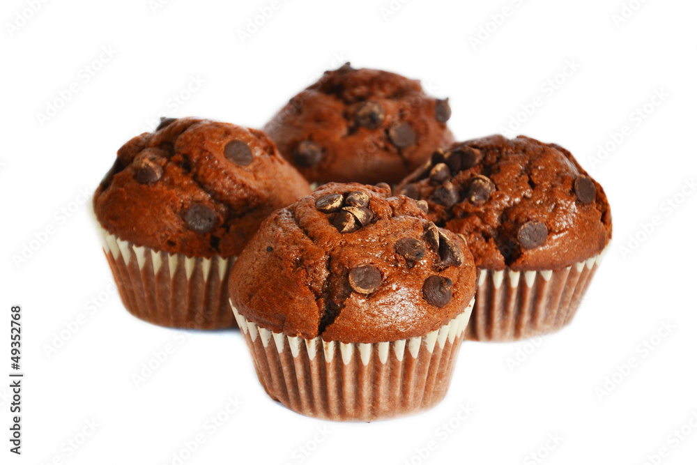 Four  chocolate muffins