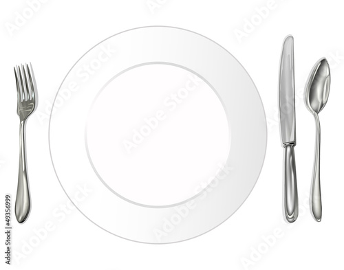 Restaurant business.Plate,knife,spoon,fork.Vector