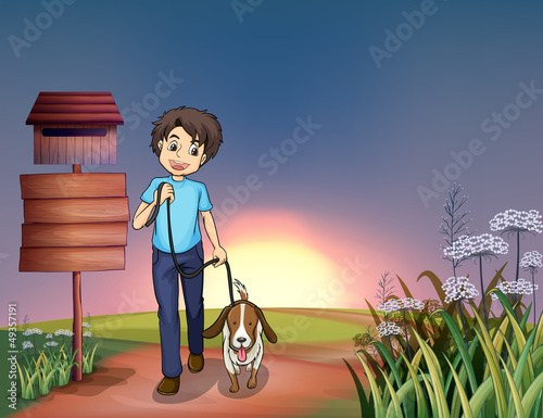 A man walking with his dog