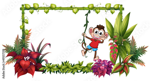 A smiling monkey and plants