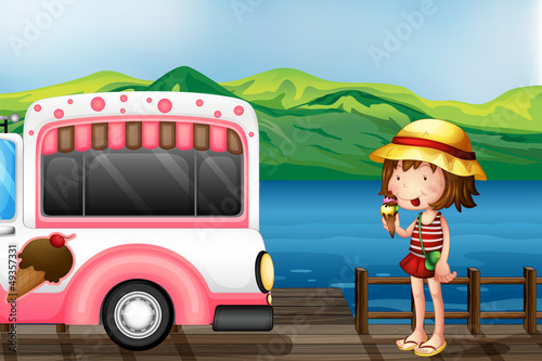 A girl eating an ice cream