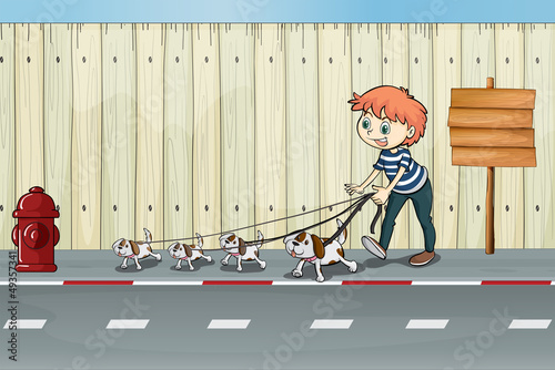 A boy with his pets