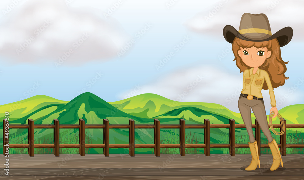 Obraz premium A cowgirl in the bridge