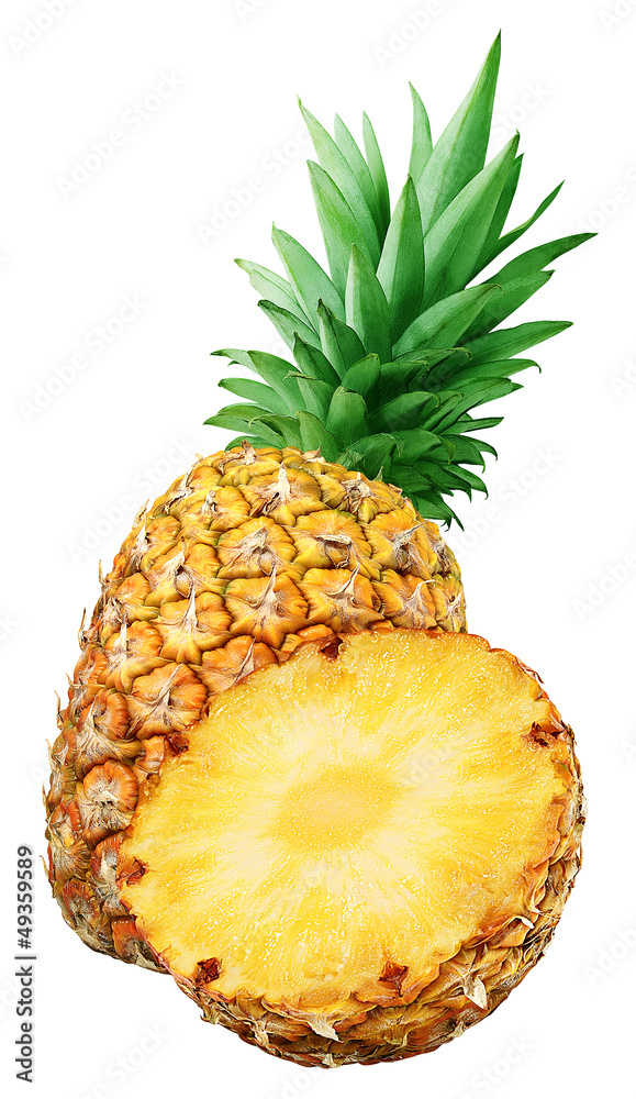 Fresh pineapple an a half isolated on white Fresh pineapple an a half isolated on white