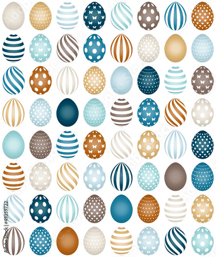 64 Easter Eggs Seamless Pattern Retro