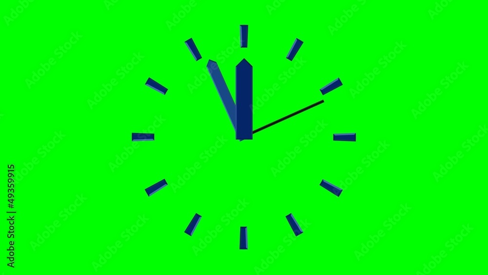 Horloge - 5 minutes avant 12h - fond vert