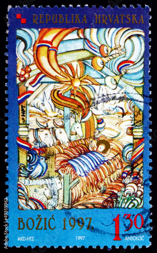 Postage stamp Croatia 1997 Contemporary Christmas Painting