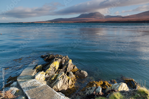 Fotografie, Tablou Pier to water's edge, overlooking the mountains of Jura