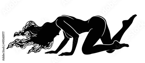 silhouette of a girl on all fours