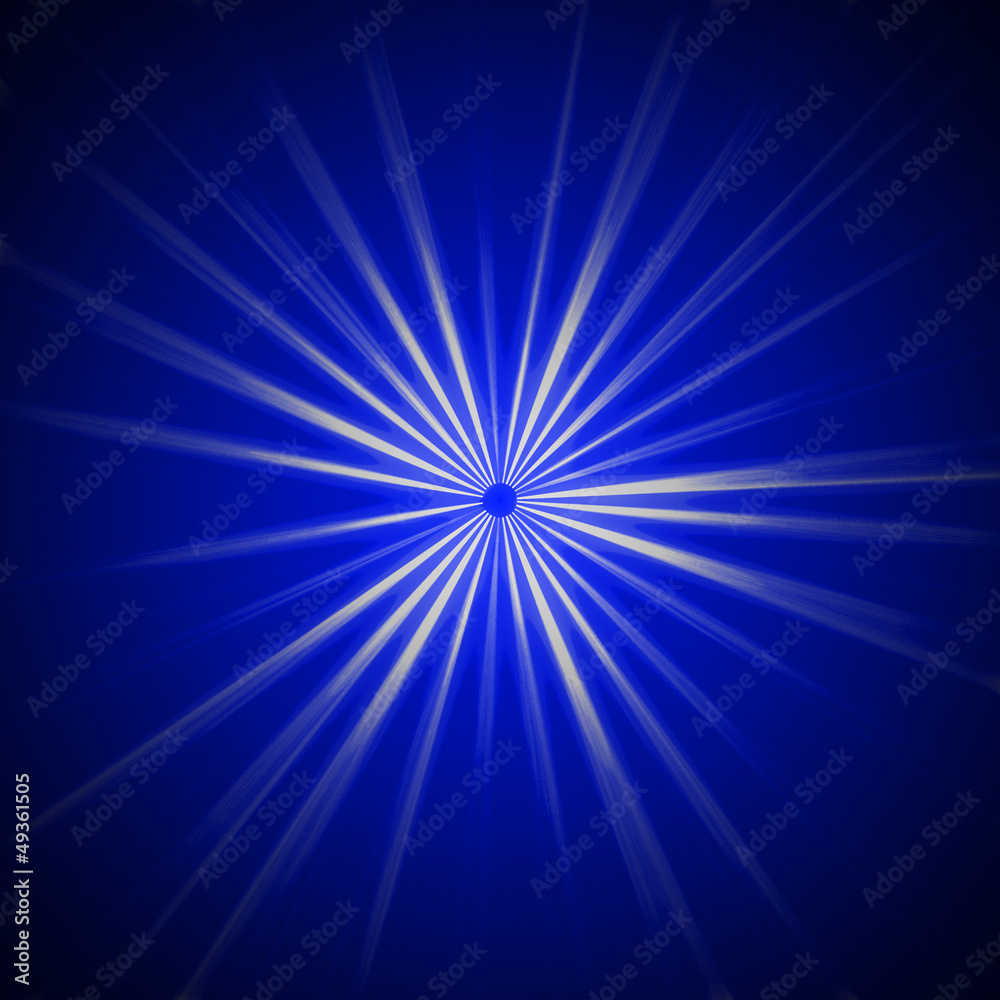Radiating fine line rays background - blue, white