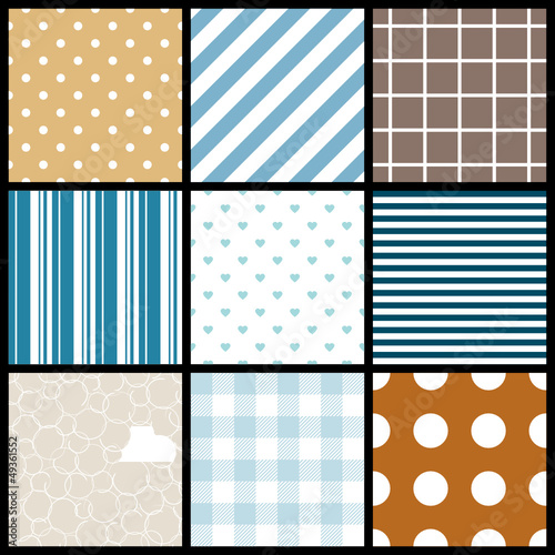 9 Different Seamless Pattern Retro