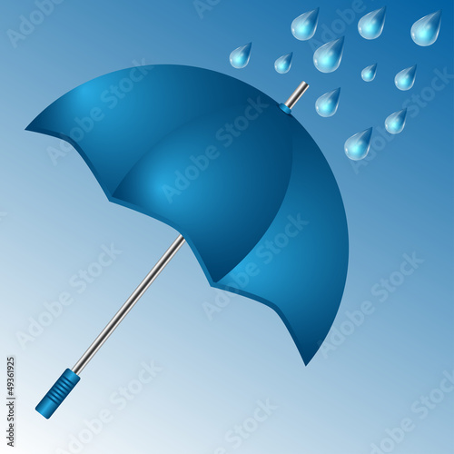 umbrella of blue color and raindrops