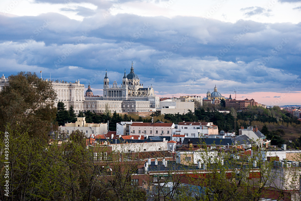 Madrid Skyline with the Royal Palace and the Almudena Cathedral