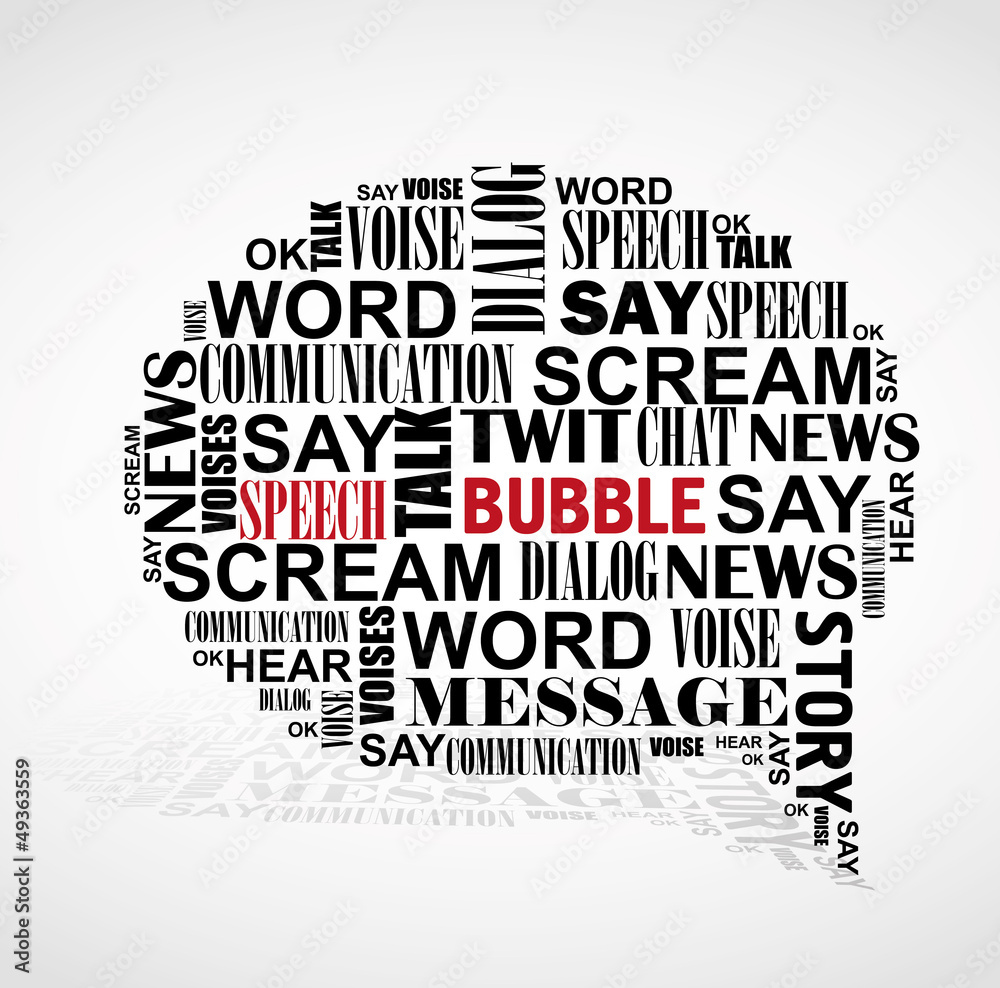 Speech booble word cloud.