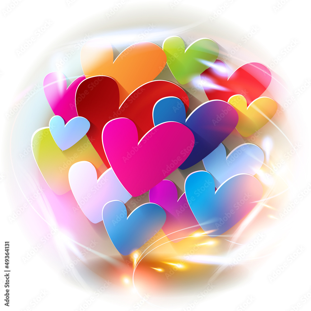 Bunte Herzen Kugel Bokeh Colored Hearts
