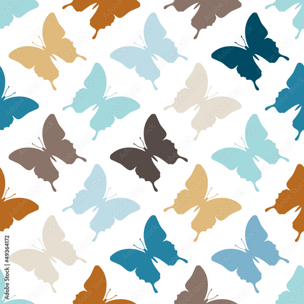 Seamless Pattern Butterflies Retro
