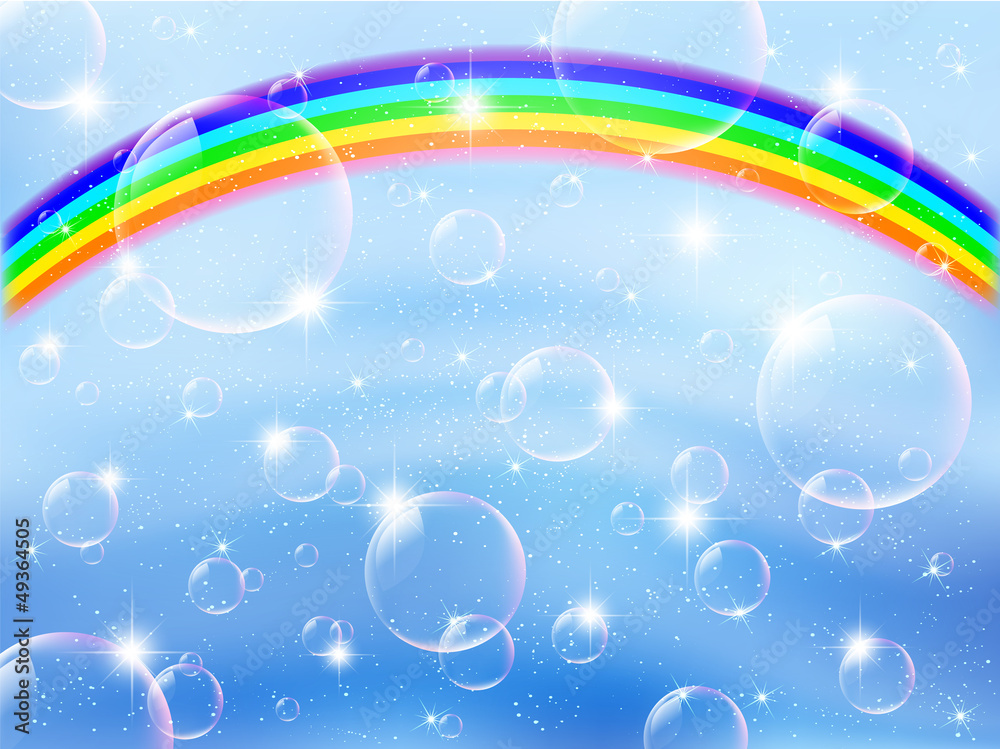 シャボン玉 虹 空 背景 Stock Vector Adobe Stock