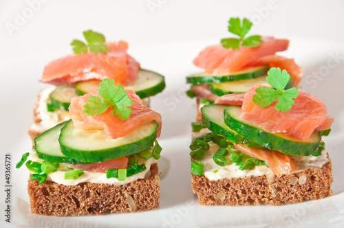 Appetizing sandwich with salmon