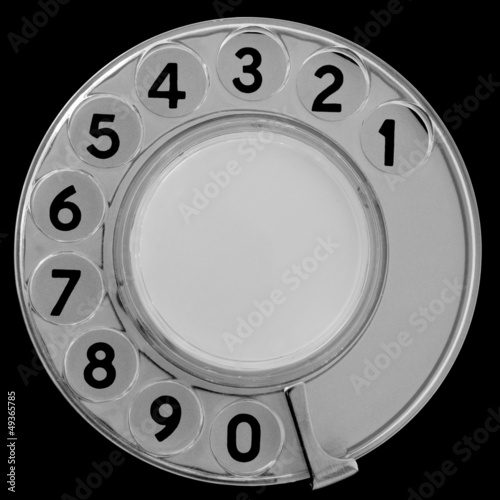 Black and white retro telephone dial