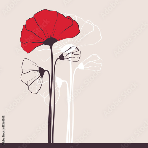 Floral invitation with poppies