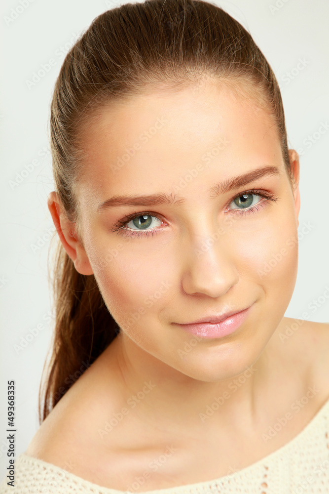 A beautiful woman, portrait isolated on white background A beautiful woman, portrait isolated on white background
