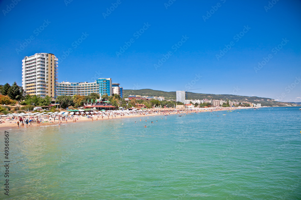 Panoramic view on Varna beach in Bulgaria.