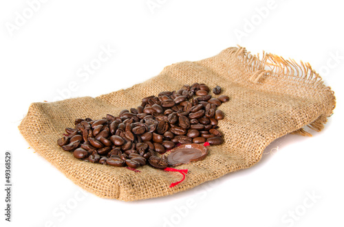 burlap bag with cofee bean