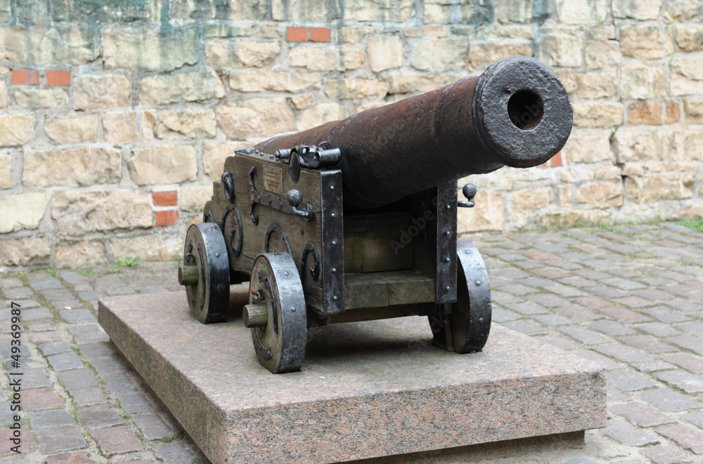 Old iron cannon. Riga, Latvia