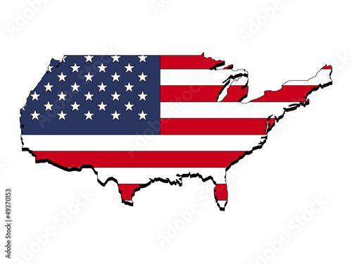 3D flag map of USA