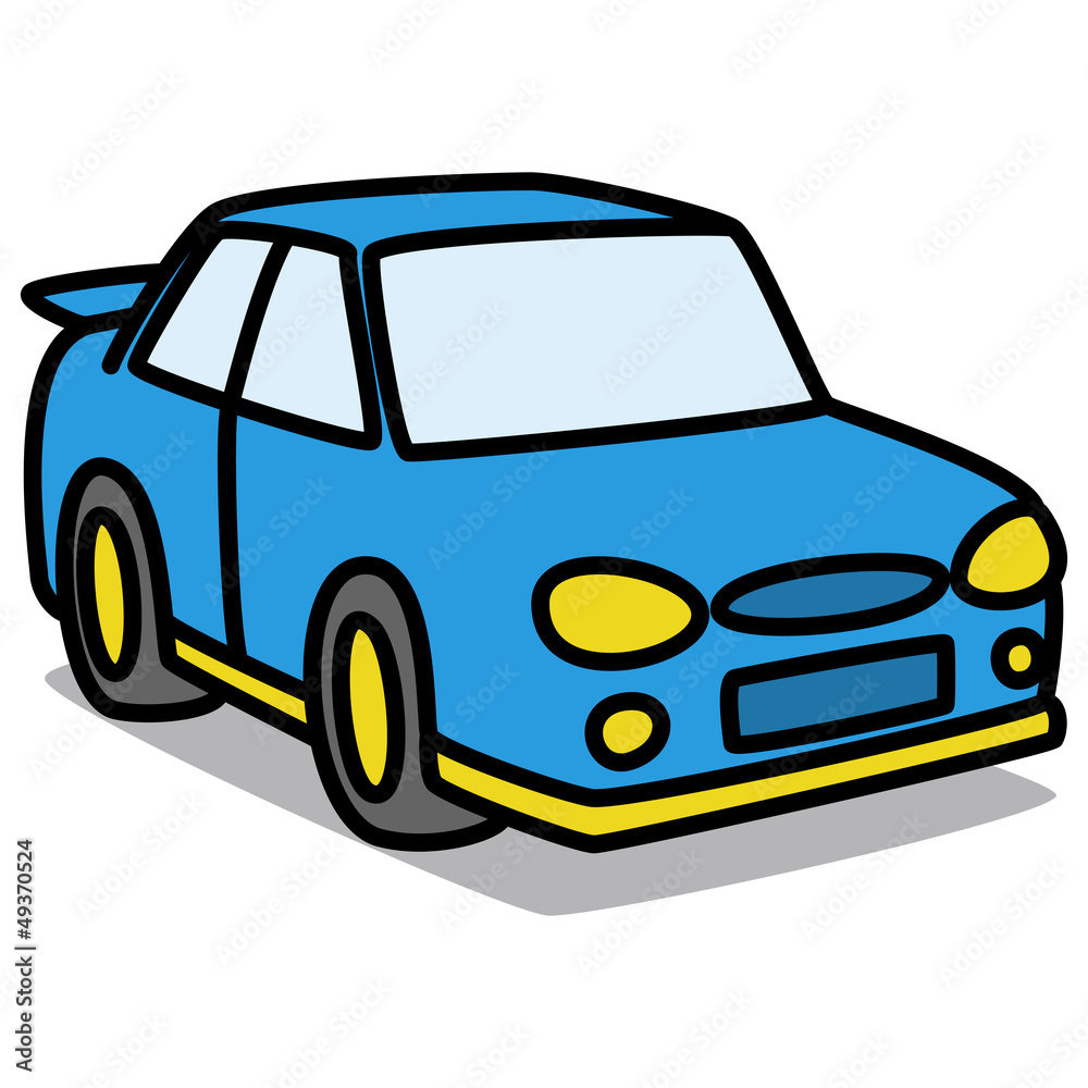 Cartoon Car 45 : Blue Rally Car Stock Vector | Adobe Stock