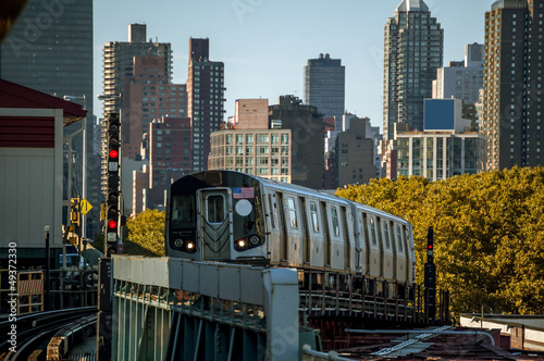 Subway Train Above Ground in New York