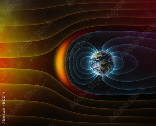 Fényképezés planet Earth's magnetic field against Sun's solar wind