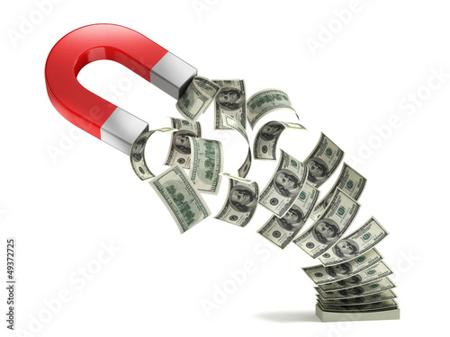 Konstfotografi money magnet 3d concept