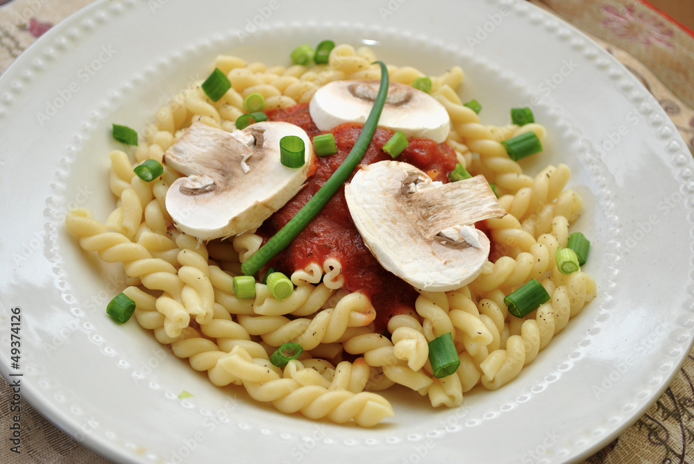 Gemelli with Scallions and Mushrooms