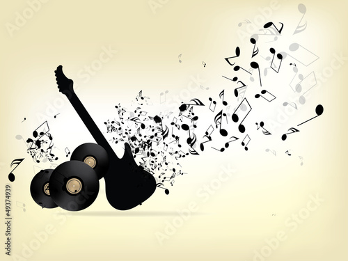abstract grunge music background with guitar