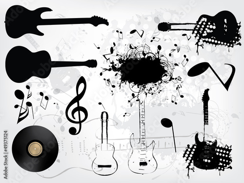 abstract grunge music background with guitar