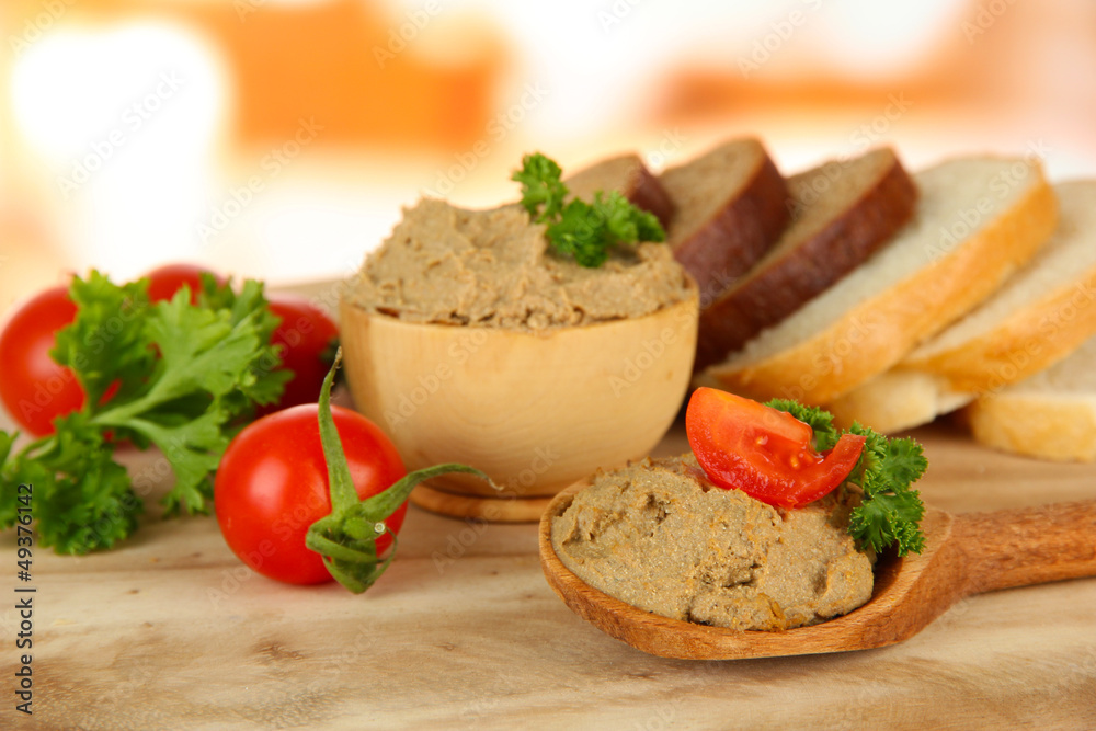 Composition of fresh pate, tomatoes and bread, Composition of fresh pate, tomatoes and bread,