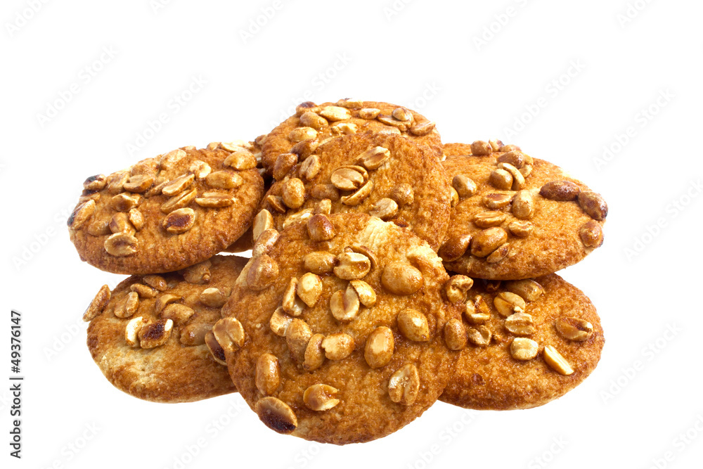 cookies with peanuts on a white background cookies with peanuts on a white background