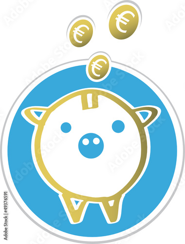 Sparschwein mit euro Münzen - Geld sparen, Sparsam leben und nicht in finanzielle Not geraten, nachhaltig denken und handeln, Minimalismus, vektor, isoliert
