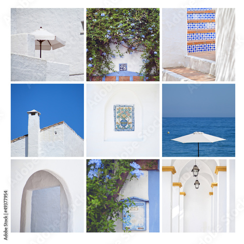 niebieski biały Hiszpania woda architektura