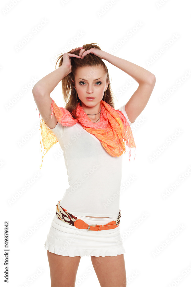 Attractive young females in studio Attractive young females in studio