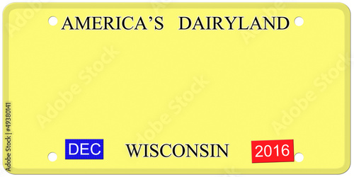 Blank Wisconsin Imitation License Plate photo