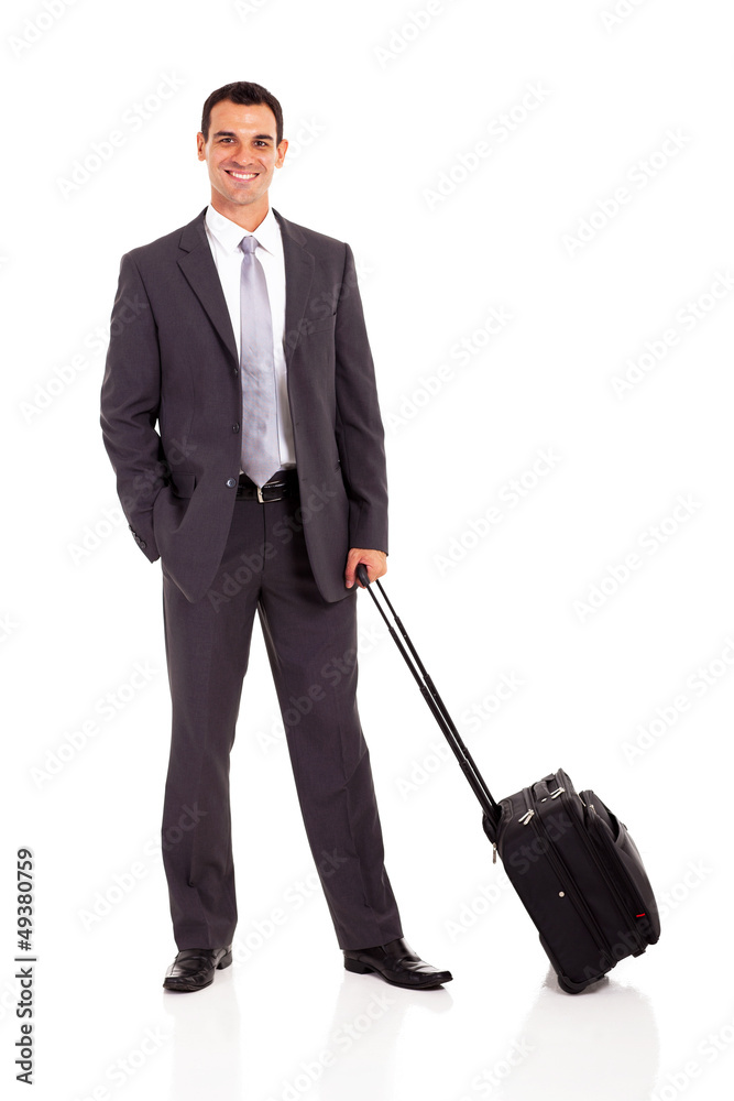 businessman with trolley bag isolated on white businessman with trolley bag isolated on white