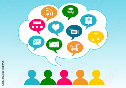 Colorida imagen de social media en la nube