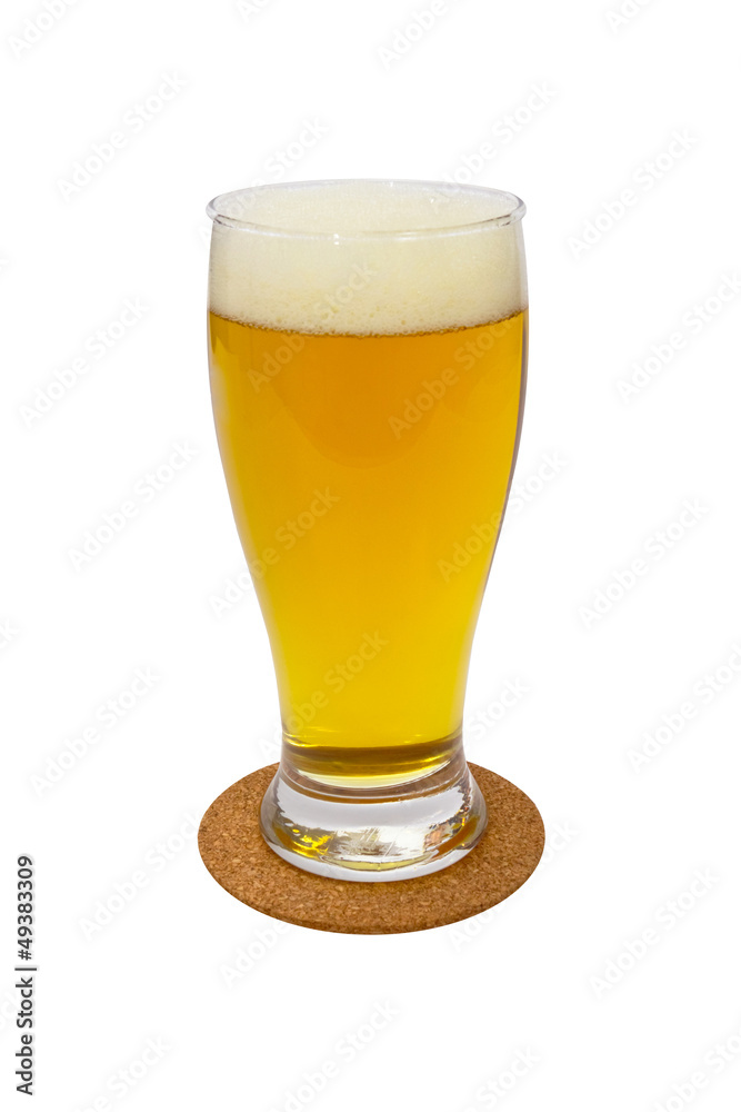 glass of light beer isolated on a white background glass of light beer isolated on a white background